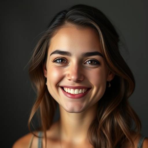 Portrait d'une jeune femme souriant, captur√© dans notre studio √† Lyon.